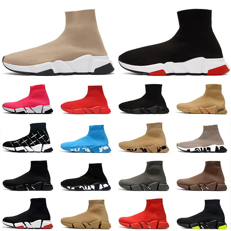 

fashion men women 2.0 sock running causal shoes balengascia platform high boot designers clear sole volt sneakers trainers triple black white beige tennis off shoe, D21 all red 36-45