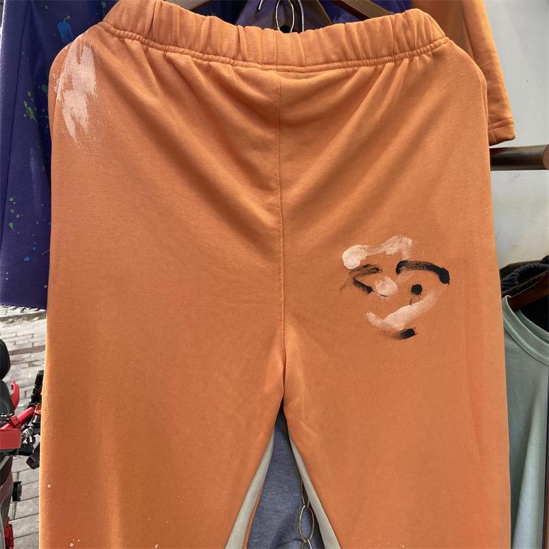

high street graffiti washed old casual pants orange real pics