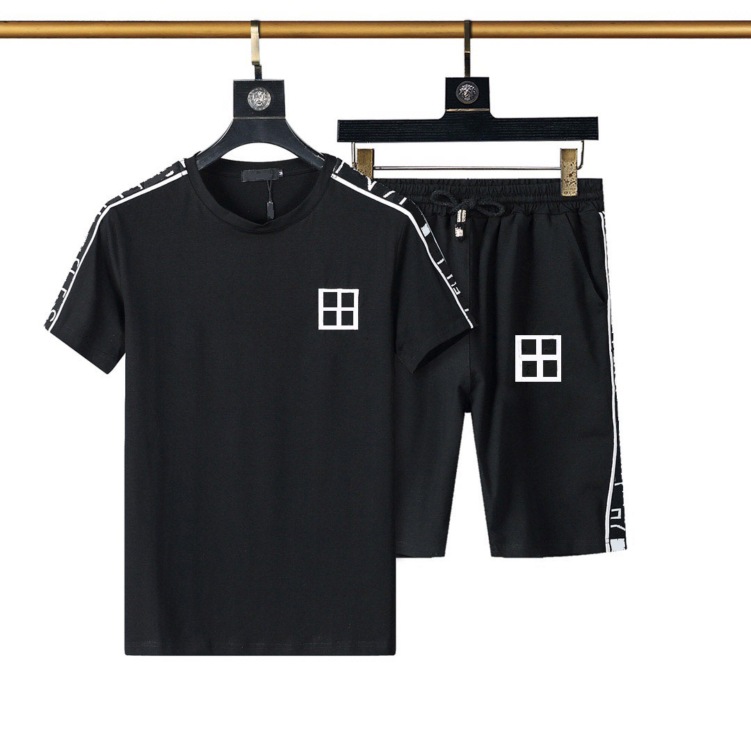 2022 Casual Suit Mens Tracksuit Fashion Summer Sportwear Crew Neck Short Sleeves T-shirt&shorts 2 Color Option High Quality