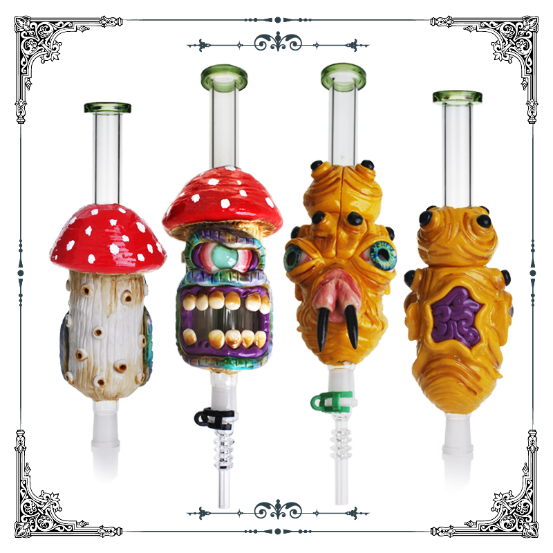 

Glass Nectar Collector Glass Pipes 3D Hand Painting top Quartz Tip Concentrate Dab Straw for water pipes Bong HandPipes