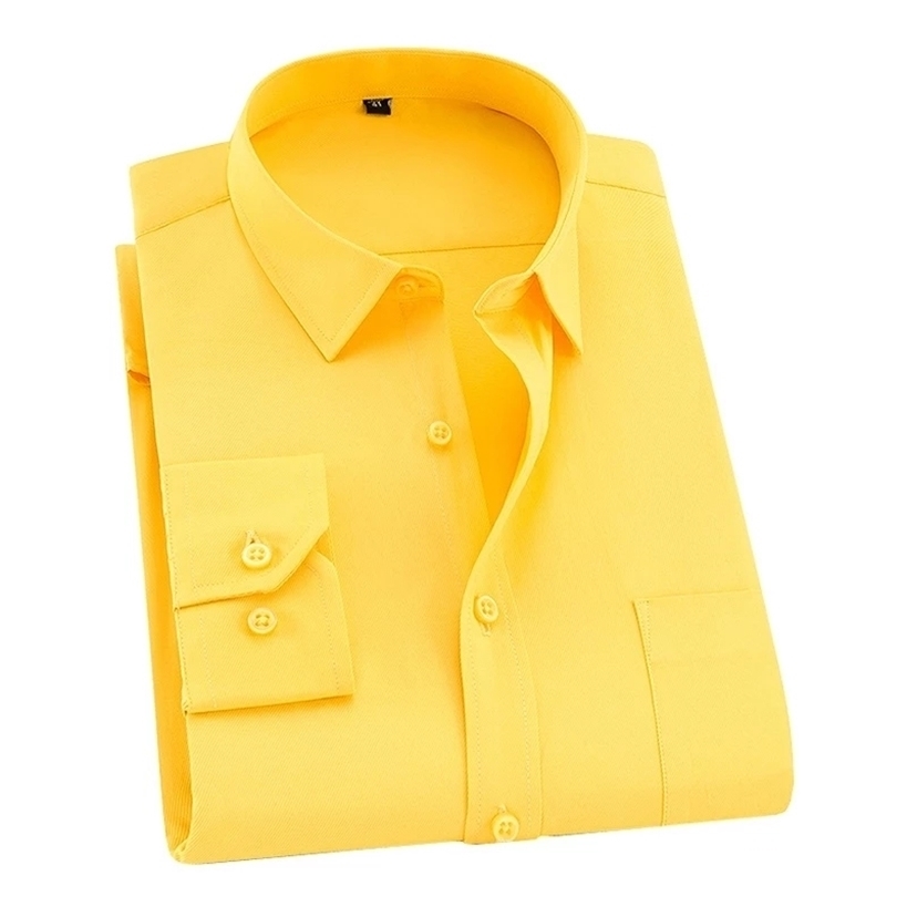 

8xl 7xl 6xl 5xl Men Shirt Long Sleeved Man Business Causal Dress s Twill White Yellow Brand Formal Work s 220323, 1-151 twill