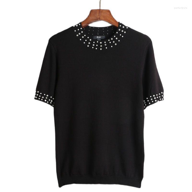 

Women's Knits & Tees Beaded Sweaters Women Pullover Spring Sequine Jumpers Korean Style Loose Knitwear Casual Sweater Pull Femme Perf22, Black