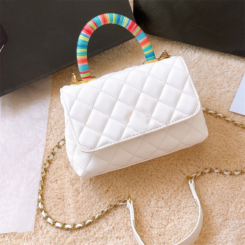 Luxury Design High Quality Fashion Bags Rainbow Tote Is Portable And Shoulder Leather With A Great Hand Feel