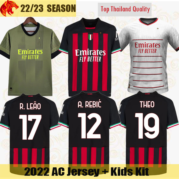 

22 23 AC Soccer Jerseys Milan 2022 2023 BENNACER BRAHIM GIROUD TONALI THEO A.REBIC IBRAHIMOVIC R.LEAO Football Shirt CASTILLEJO SAELEMAEKERS Mens Jersey Kids Kit, 2223 home