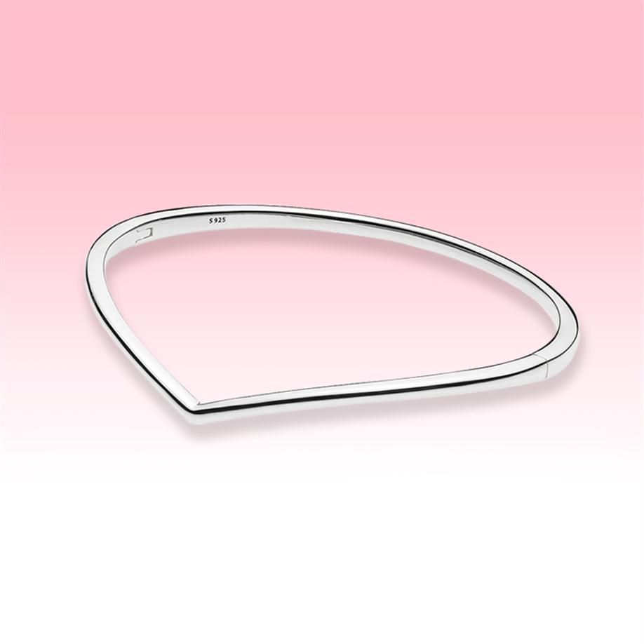 NEW Polished Wishbone Bangle Bracelets Women High quality Jewelry for Pandora 925 Sterling Silver Bracelet with Original retail bo308p