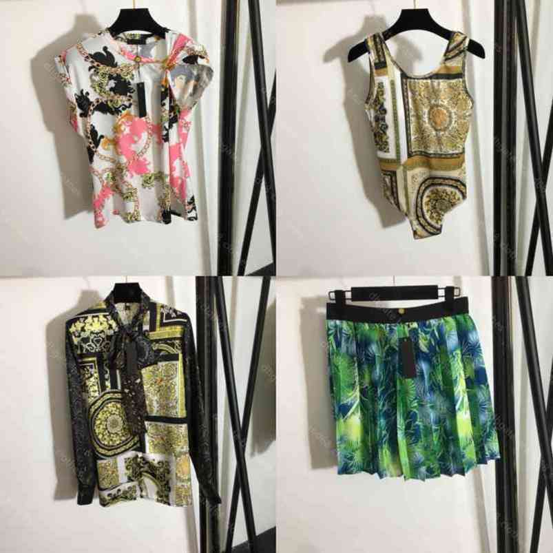 

design summer women cotton Newest t shirt EUR vintage print cotton dress shirt bodysuit shorts pants 5 piece suits brand logo metal buttons female Apparel albums a1