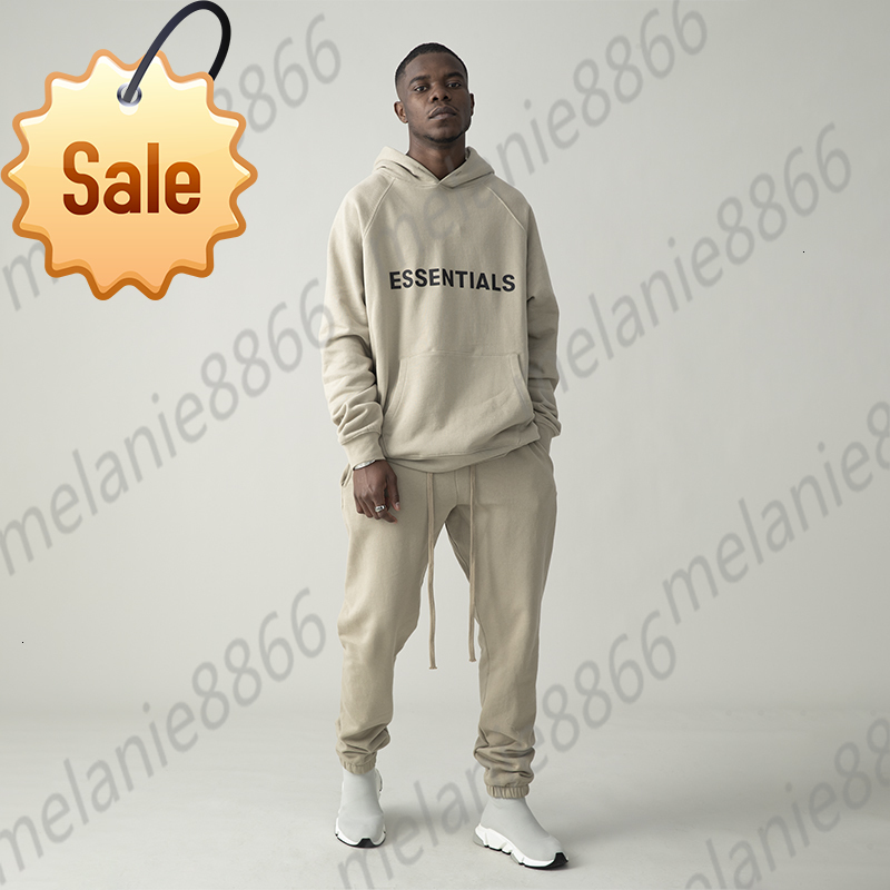 Essentials Hoodie Set Reflective Letters Printing Fleece Oversized Men Sweatshirts Hip Hop Streetwear Cotton Unisex Sweater