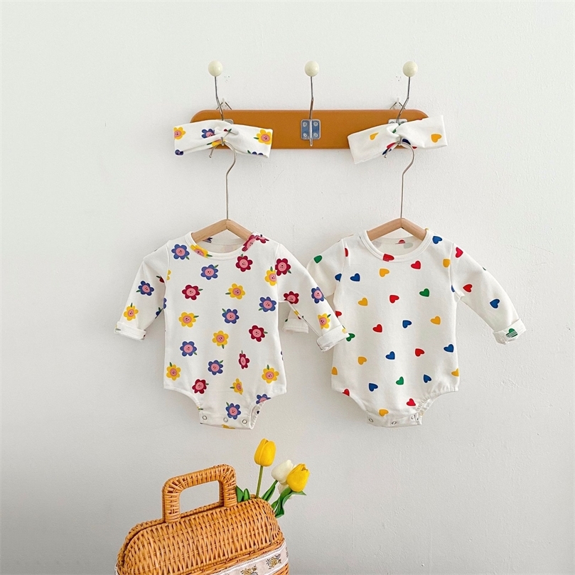selling spring clothes for infants and children Baby Love flower printed long sleeve jumpsuit baby girl romper born 220426