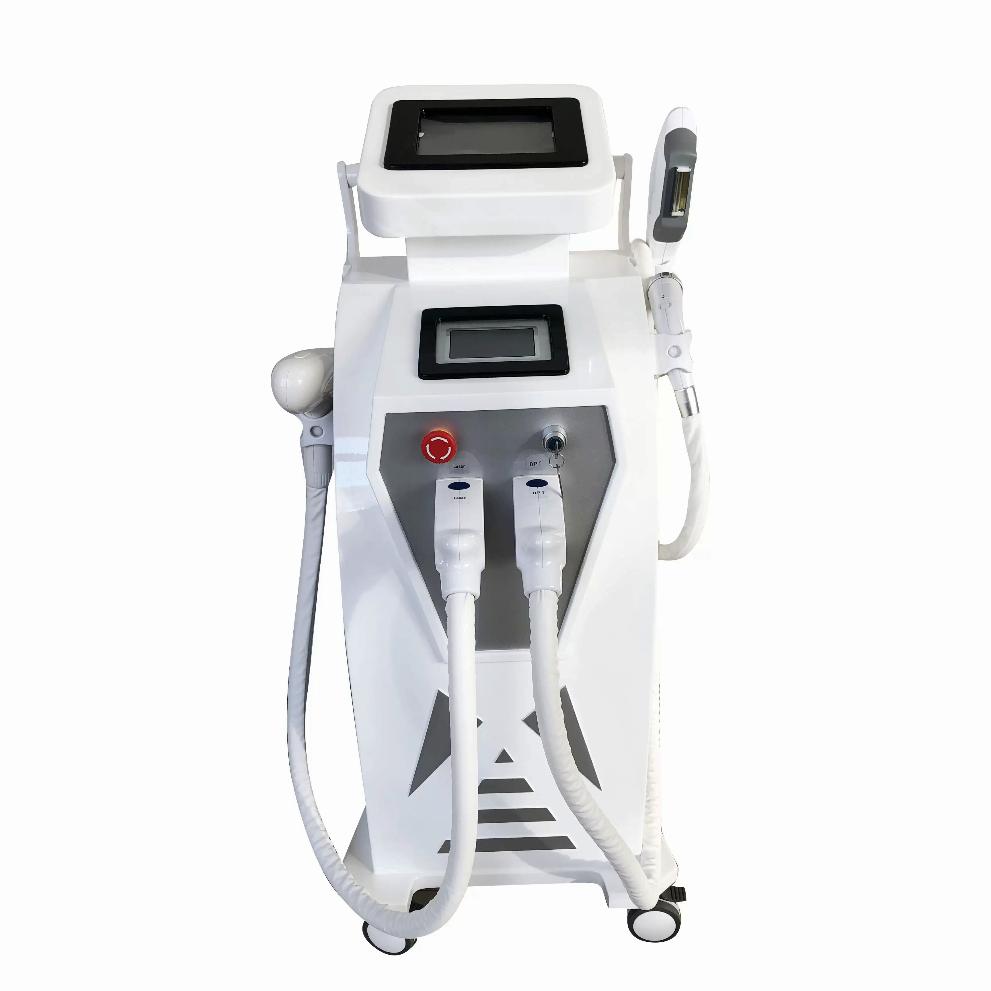 

Factory good quality 4 in1 multi function Nd Yag laser ipl rf multifunction beauty machine tattoo hair removal skin care rejuvenation 2 screen work at sanme time