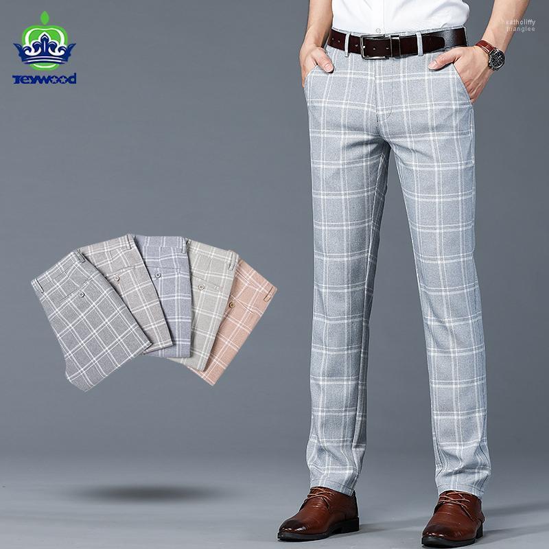 

Men's Pants Jeywood Brand Summer Plaid Men Business Formal Work Fashion Thin Luxury Loose Straight Fit Trousers Male Plus Size 30-40Men's He, Gray