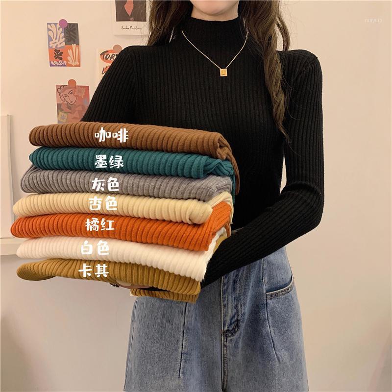 

Women's Sweaters Cmaz Autumn And Winter Thickening Stand Collar Skin-friendly Sweater Gentle Personality Sunken Stripe Half Turtleneck So, Gray
