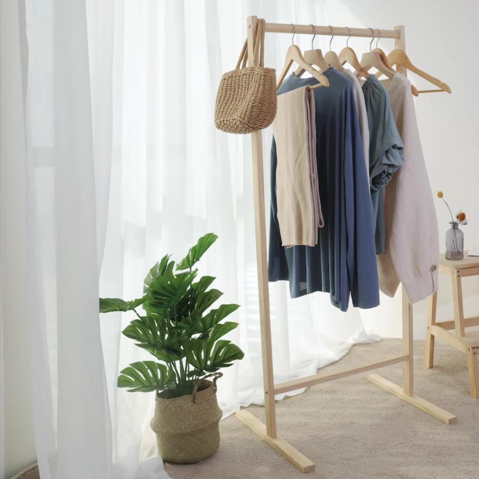 Solid wood clothes rack Bedroom Furniture transformation simple cloth hanger storage racks home stay hotel clothing store floor hangers-image-772536018