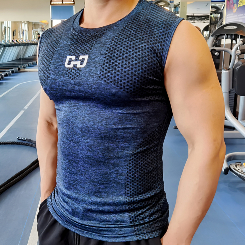 

Mens Quick Dry Running Fitness Tight Sleeveless Gym Compression Tank Tops Workout Muscle Vest 220614, Gray short sleeve