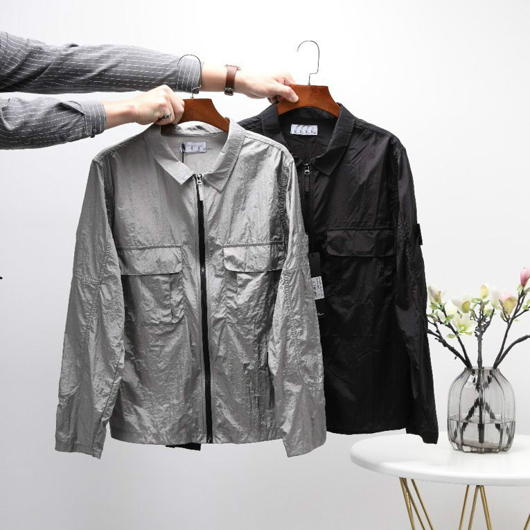 

mens jacket lapel classic windbreaker Autumn winter Italian fashion street Outdoor Thin Jackets 3 color, Silver gray