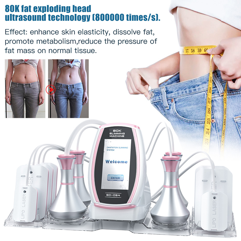 Salon Body Shaping Laser Fat Burning Vacuum Liposuction 80K Ultrasonic Cavitation RF Skin Lifting Radio Frequency Diode Lipolaser 6In1 Slimming H