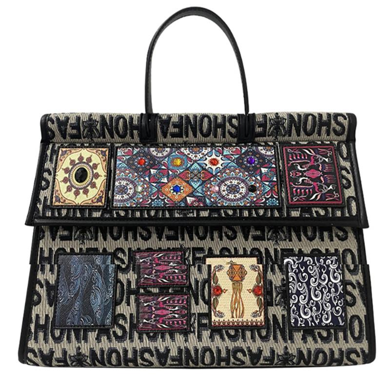 

Evening Bags Brand Women Handbags Female Embroidery Shoulder Bag Casual Printed Canvas Packages Large Capacity Travel Tote High QualityEveni, 50 pcs choose this