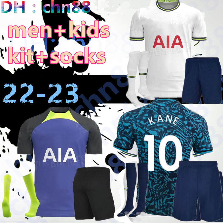 

22 23 KANE SON BERGWIJN Soccer Jerseys KULUSEVSKI HOJBJERG colorful Away 2022 2023 PERISIC Third 3rd ROMERO TOtten Football kit shirt purple BENTANCUR Men kids socks, 22-23 away