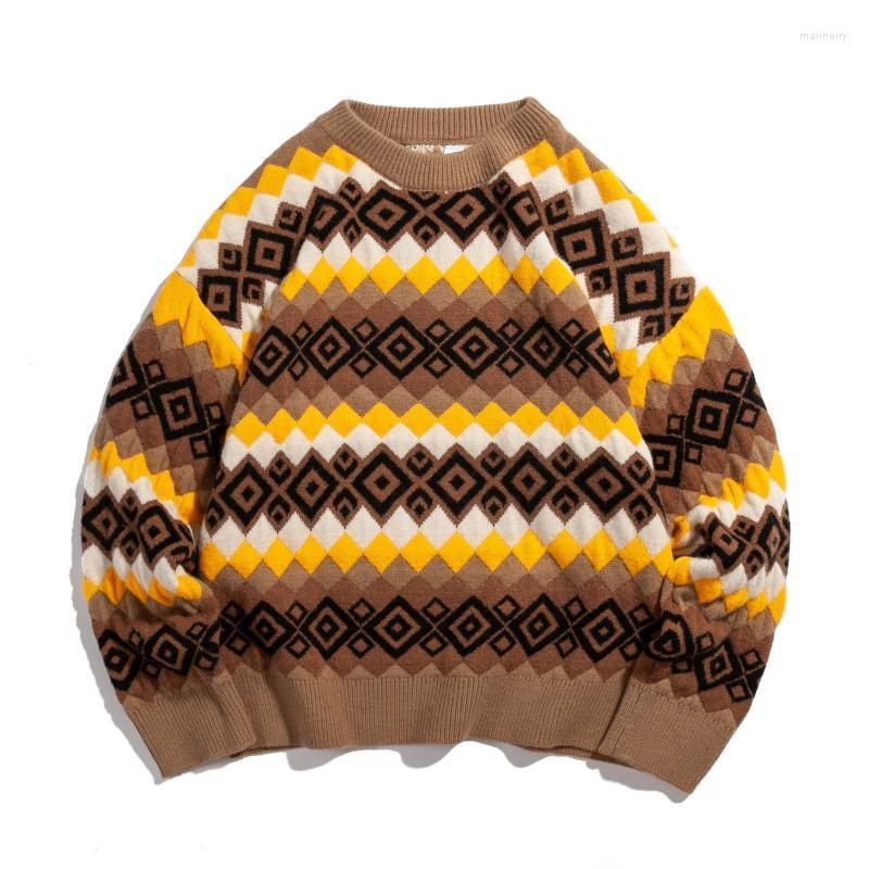

Men's Sweaters Retro Ethnic Style Short Round Neck Pullover Sweater Men And Women Casual Loose Knit In Stock Mari22, Gray