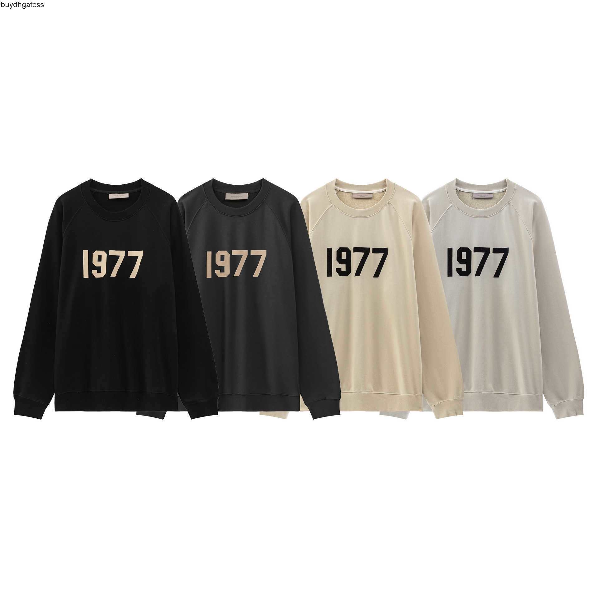 

Z28m 2022 Fashion European and American High Street Brand Essential Hoodie Round Neck Sweater Season 8 Flocking 1977 Long Sleeve Bgd4, Black