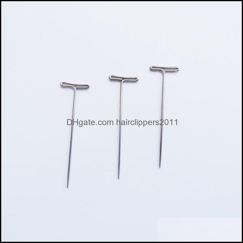 

Hair Bun Maker Accessories Tools Products 12Pcs T Pins For Wig On Foam Head Style Pin Needle Brazilian Indian Mannequin Type Sewing Salon