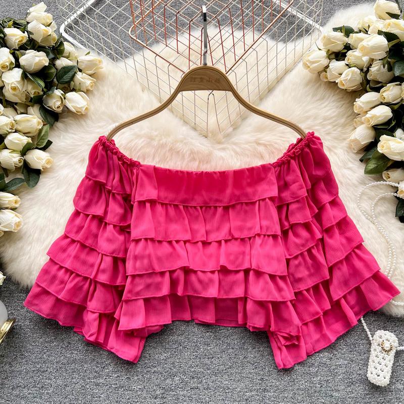 

Women's Blouses & Shirts Nomikuma Blusas Mujer De Moda 2022 Slash Neck Ruffles Hem Off Shoulder Chiffon Vetement Femme Elegant Fashion Chemi, White