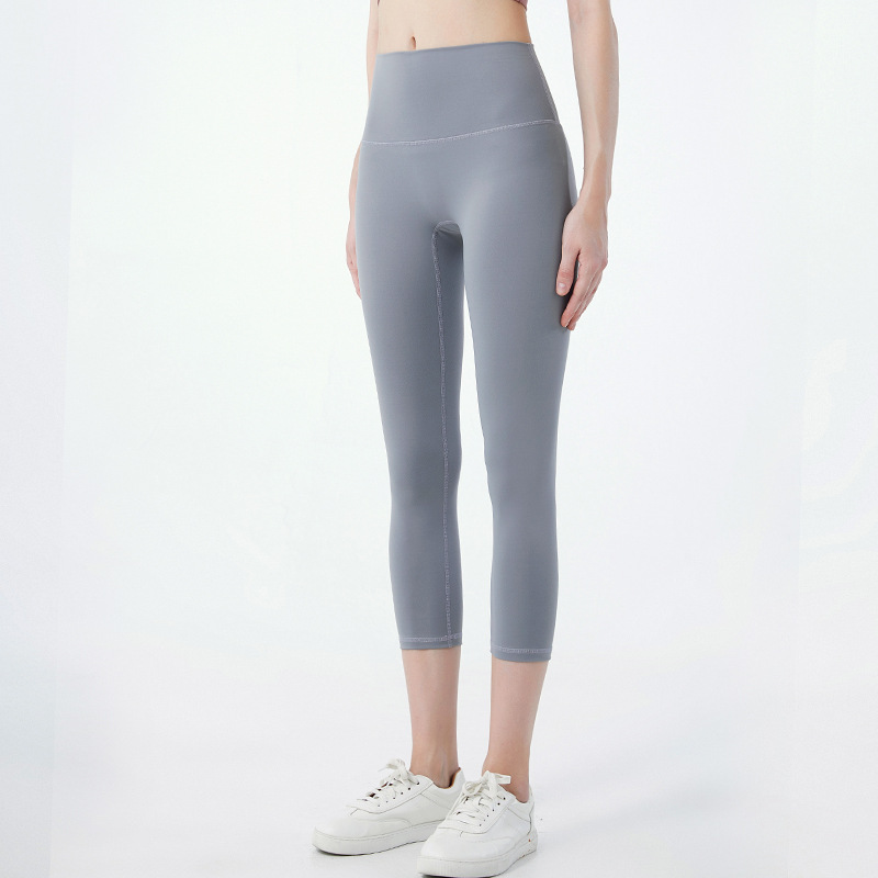 

New Women Leggings Yoga Pants Workout Clothes Running Gym Sports Pant Cropped Pants Skin-friendly Nude Sense 1237, Black