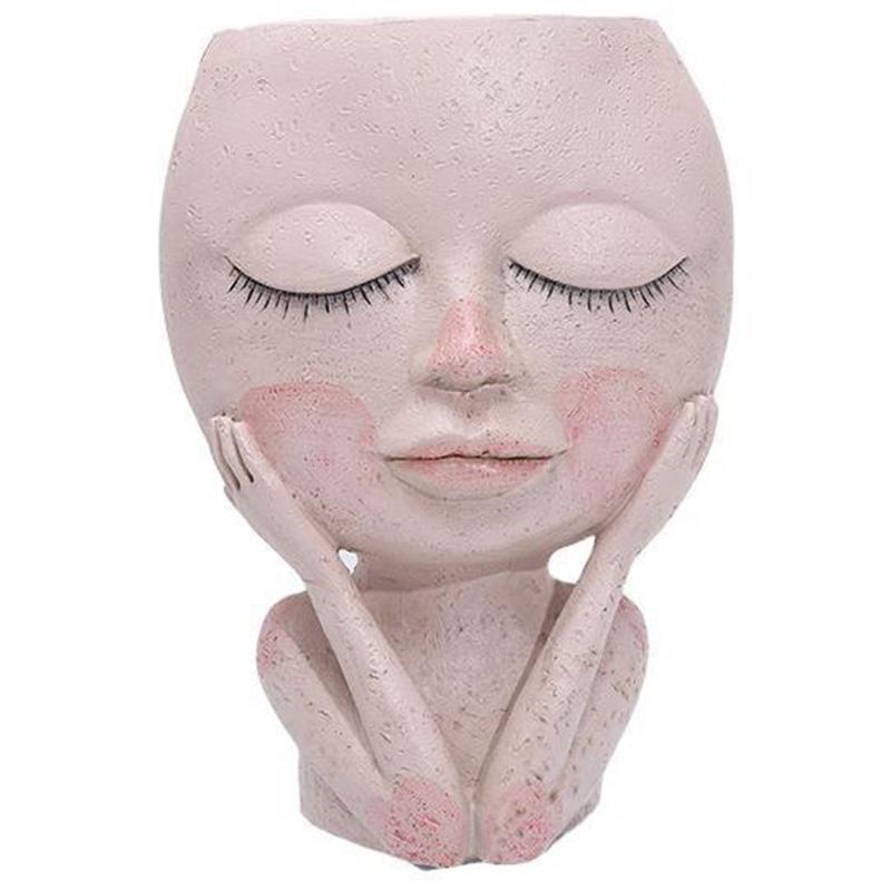 

Decorative Flowers & Wreaths Flower Pot Character Human Face Vase Resin Plant Pots Abstract Portrait Tabletop Balcony Mini Landscape Embelli, As shown