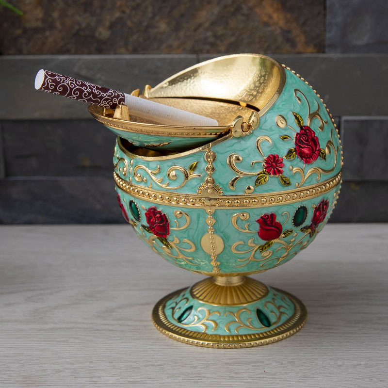 Scandinavian light luxury creative anti-flying ash windproof ashtray personalized spherical with lid hotel home ashtray wholesale-image-768490610