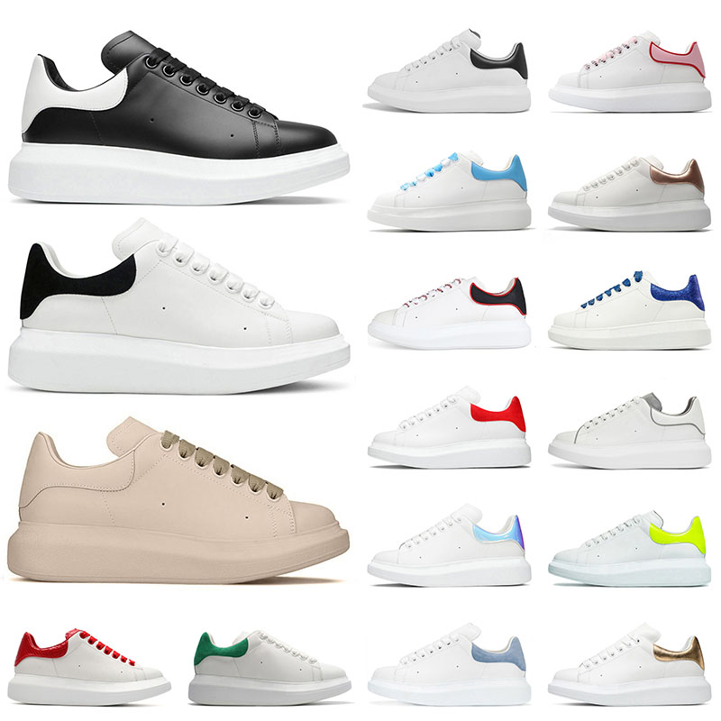 

2022 Newest Simple White Black Leather Flats Shoes Mens Womens Fashion Platform Casual Trainers Overssize Lace Up All Beige Nude Suede Grey Green Red Sneakers 36-45, M36 dream blue (rubber) 36-45