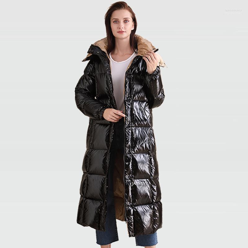

Women' Down & Parkas 2022 Trend Neutral Casual Super Thick Warm 90 White Duck Jacket Women Wash Free Over The Knee Black Glossy Puffer Coat