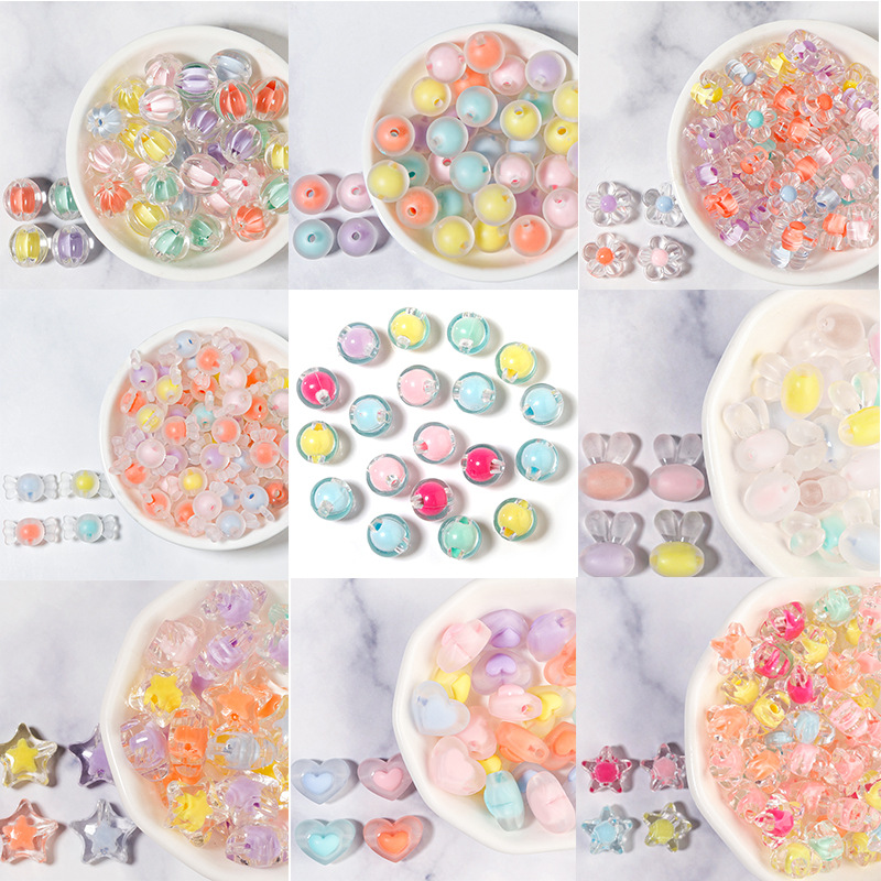 

100pcs/lot Diy Loose Bead for Jewelry Bracelets Necklace Making Accessiroes Crafts Transparent Acrylic Beads