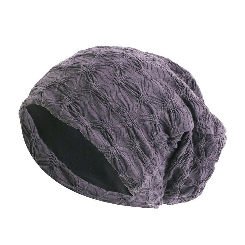 

Berets Cotton Slouch Hat Double Layer Unisex Chemo Cap Soild Color Breathable Bald Hair Loss Outdoor Accessories, Black