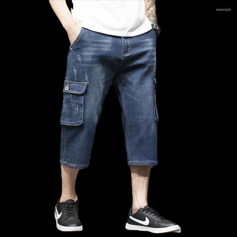 

Men's Jeans Men's Summer Denim Shorts Capri Pants Mens Baggy Manpris Cowboy Short Cropped Trousers Casual Men Jean ClothingMen's, Blue