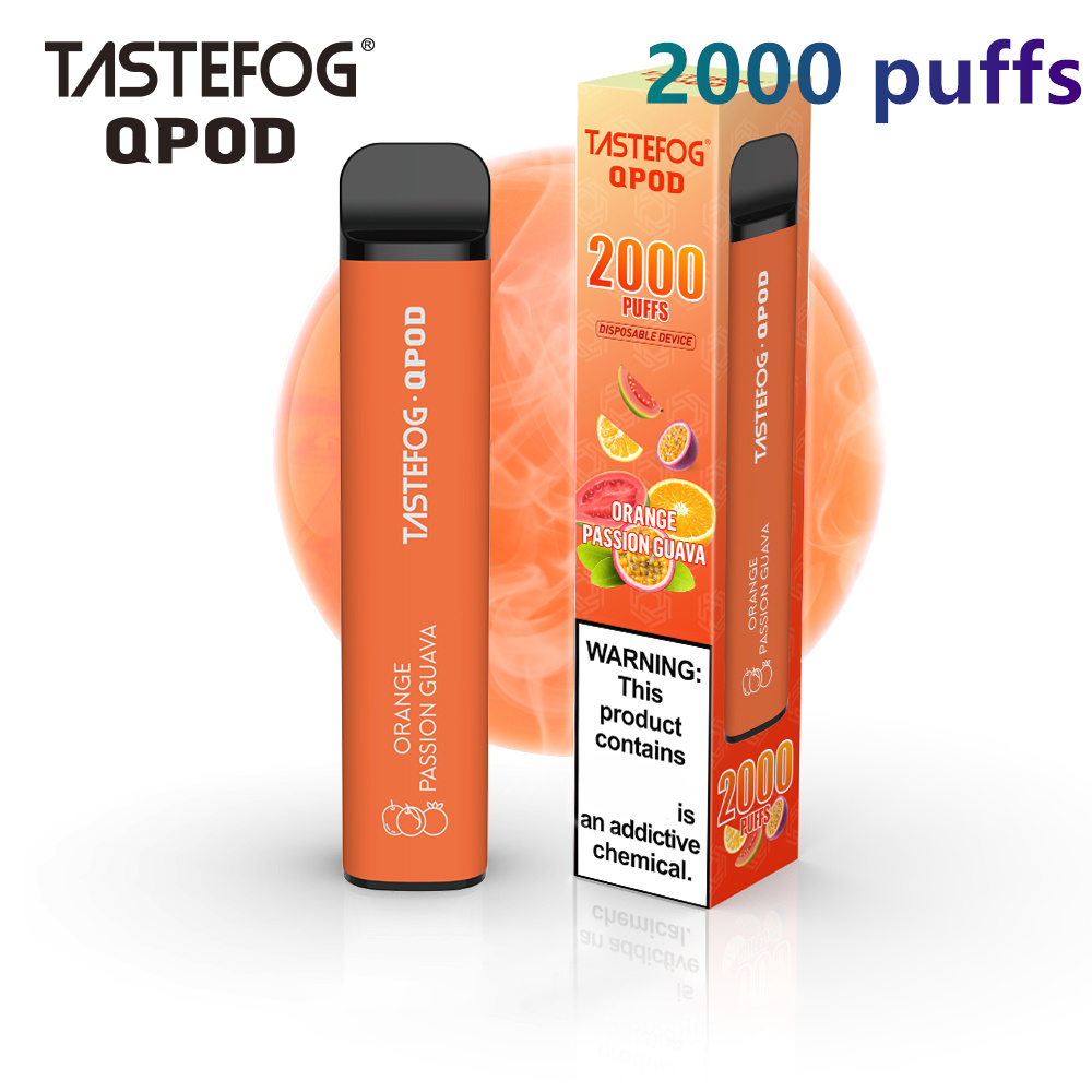 

QK Disposable electric cigarette puff bars Plus 2000 Disposable Vape Pen Tastefog Qpod Vapes Custom Logo 1000mAh Battery 10 Flavors China Factory Bulk Price