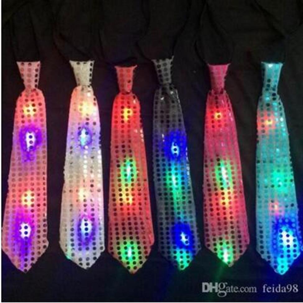 

Fashion Design Man Woman Flashing Light Up Bow Tie Necktie LED Party Lights Sequins Bow tie Glow Props Wedding Decoration 30pcs/lo251f
