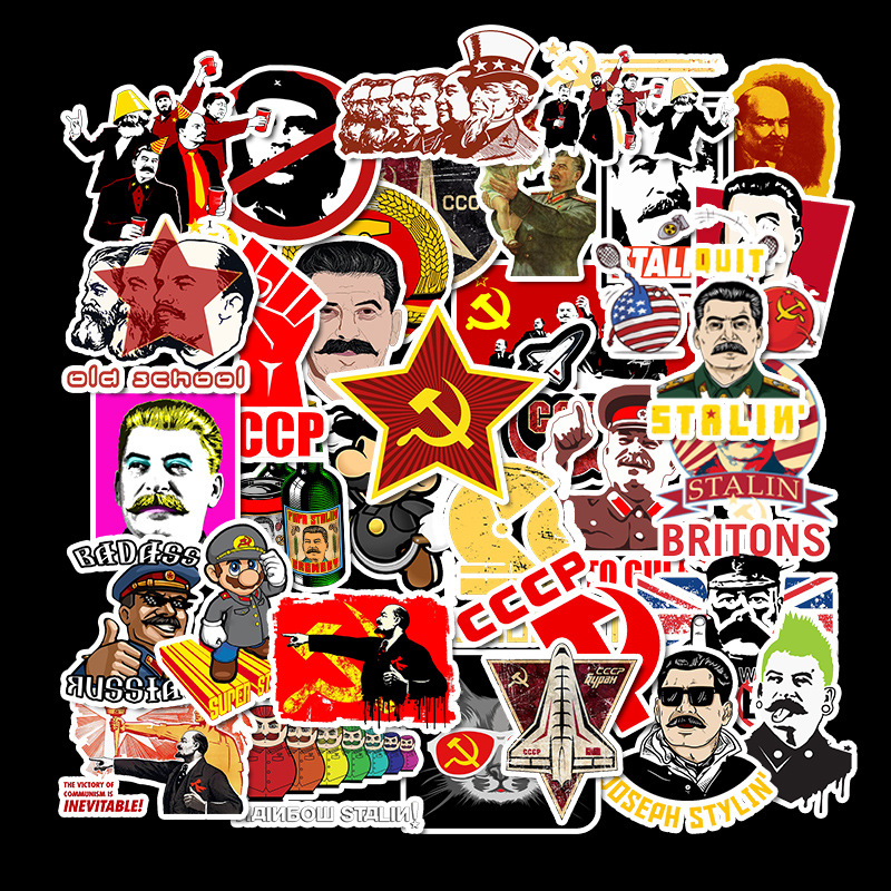 

50Pcs/Lot Soviet Union Stalin USSR CCCP Leader Stickers Waterproof PVC Sticker for Luggage Laptop Skateboard Car Styling Phone DIY Stickers Decoration, Multi colors