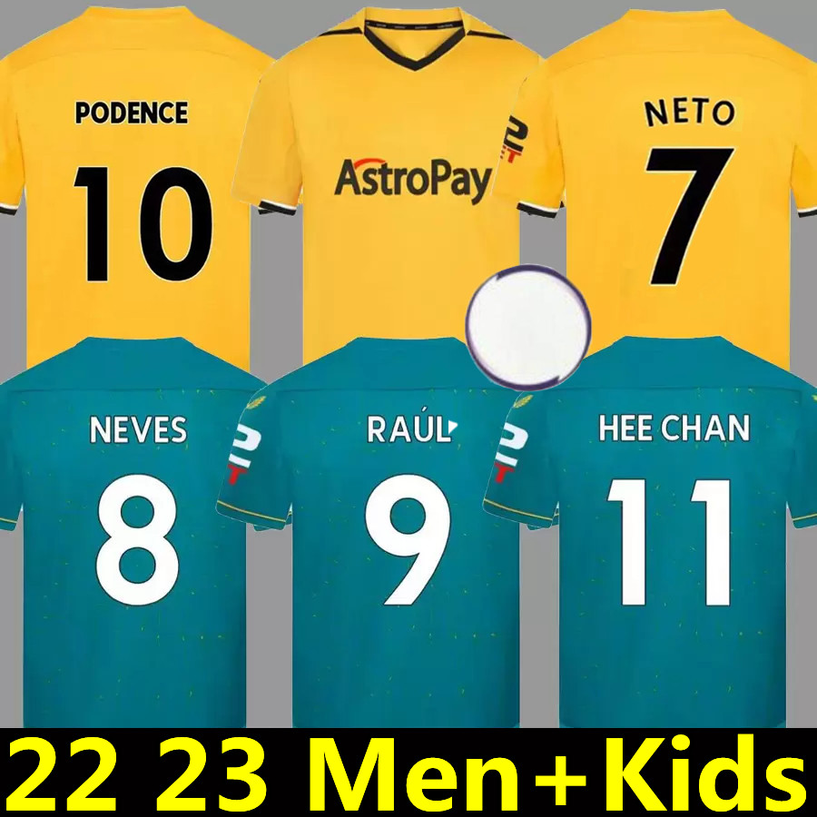 

22 23 Wolves Soccer Jerseys Matheus N. RAUL SEMEDO NETO NEVES Guedes PODENCE Wanderers J OTTO HEE CHAN moutinho 2022 2023 Wolverhampton Football Shirts Men Kids Kit, Colour 5