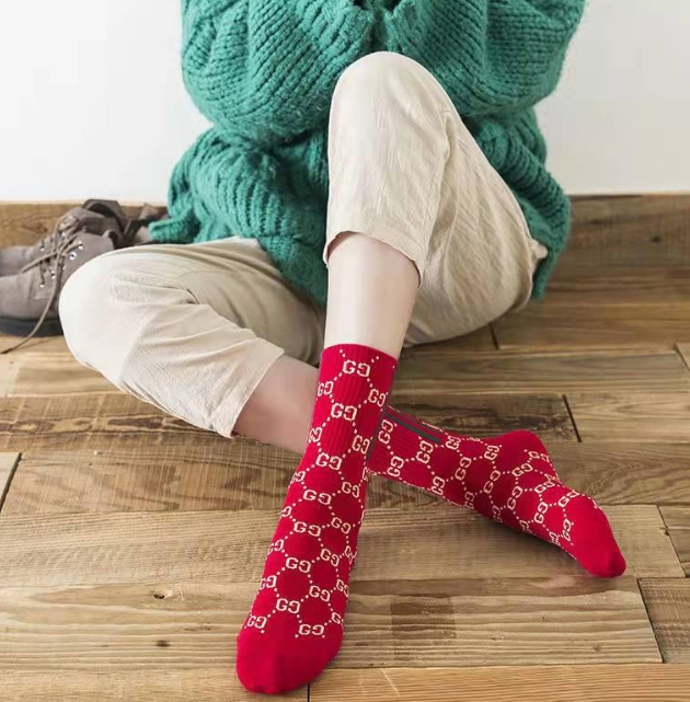 

5style Red Socks for Men Women Fashion Ankle Sock Casual Sports Knitted Cotton Brand Designer Letters Embroidery Printed Stocking Wholesale Price High Quality, Design--1