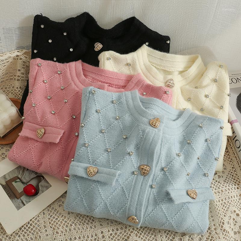 

Women's Knits & Tees Argyle Sweater Women 2022 Diamond Round Neck Cardigan Long Sleeve Korean Loose Single-breasted Kniteed TopsWomen's Mari, Black