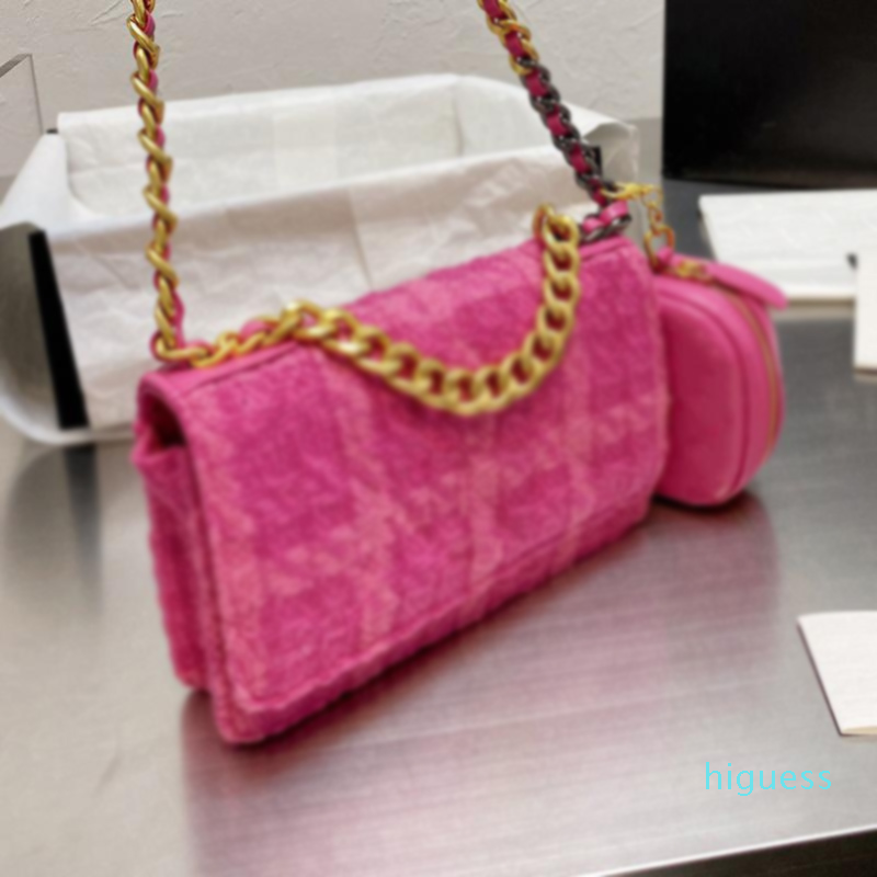 

Designer- Women Tweed Quilted Crossbody Bag Fashion Flap Shoulder Handbags Woolen Houndstooth Handbag With Coin Purse, Khaki+black