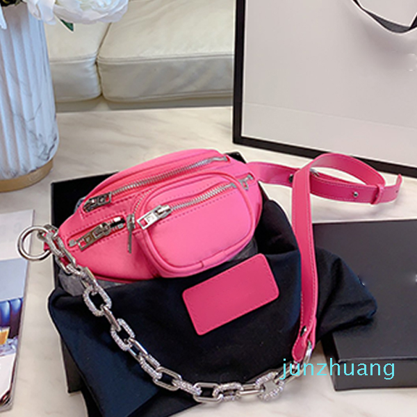 

Designer- Women's Diamond chain chest bag shoulder messenger waist bag fashion street arm backpack bags, Pink