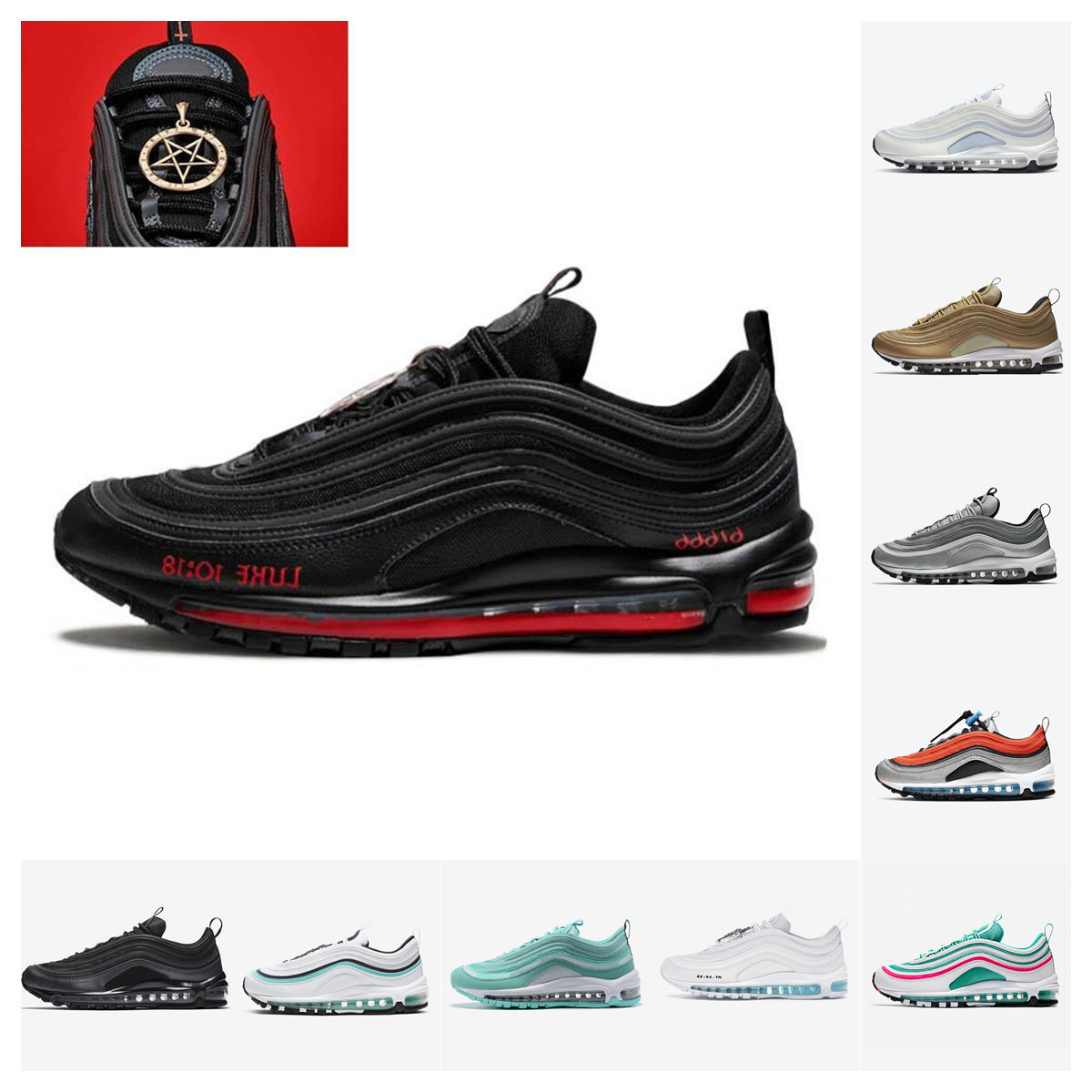 

High Quality 2022 New 97 mens running shoes OG x UNDEFEATED Black Summit Triple White Metalic Gold 97s Sliver Bullet Ghost USA Jesus Silver Bullet Women Sports Sneaker, Bubble bag