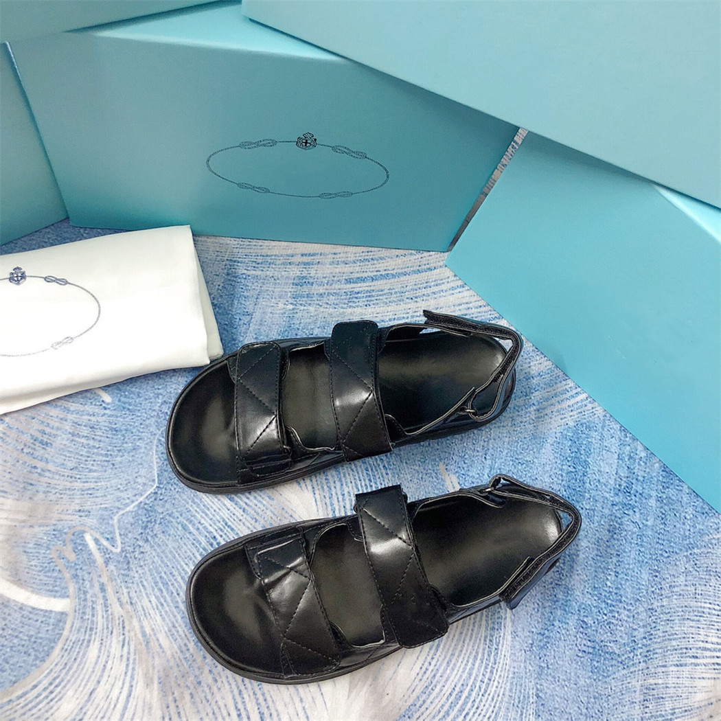 

Buckle Sandals grandad sandals Dad caviar leather chain gold High Quality women Slippers Crystal Calf quilted Platform Summer Beach Slipper 35-40