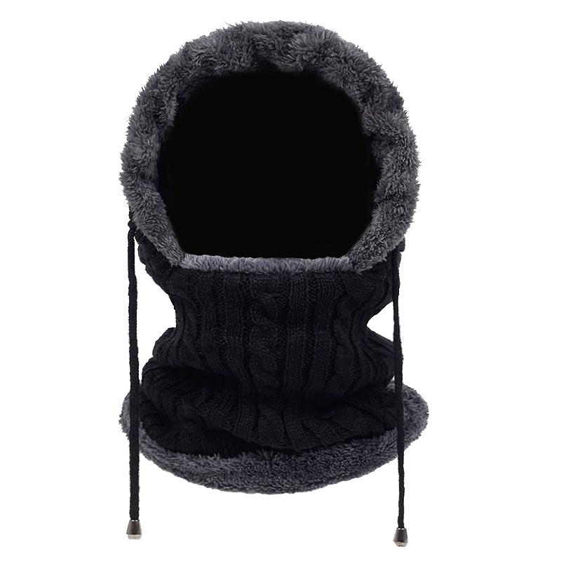 

Berets Autumn And Winter Wild Wool Hat Plus Velvet Thick Warm Fashion Caps Mans Womens Riding Windproof Knit HatsBerets, Black