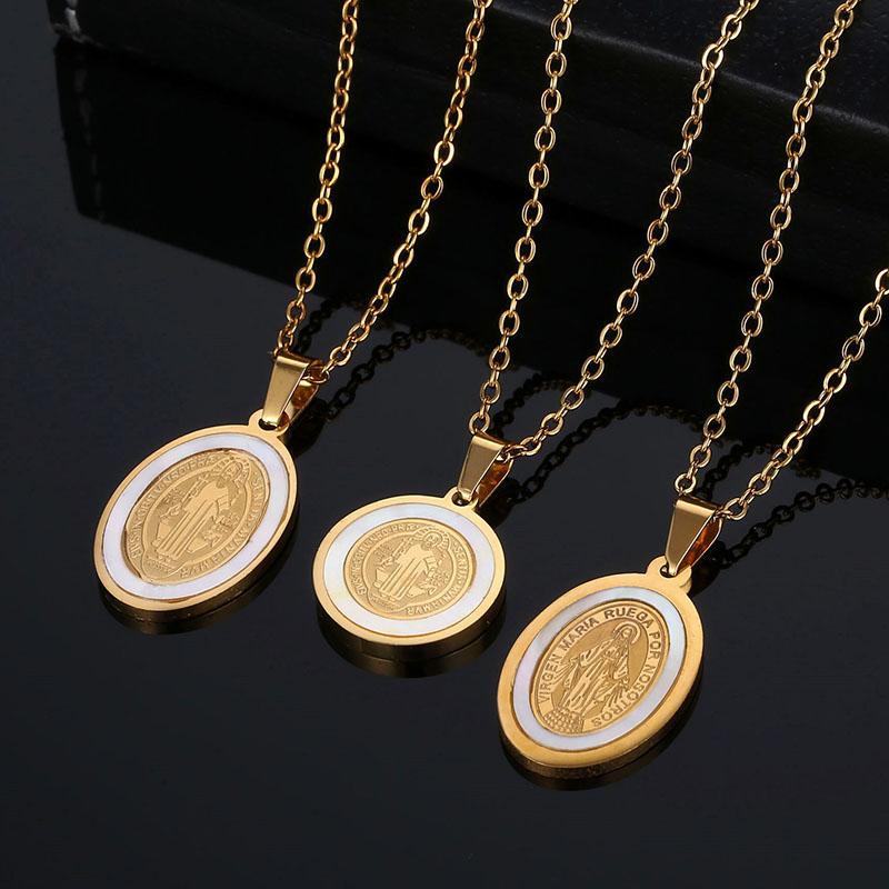 

Pendant Necklaces Fashion Exquisite Catholic Virgin Mary Necklace High Quality Stainless Steel Religious Amulet JewelryPendant