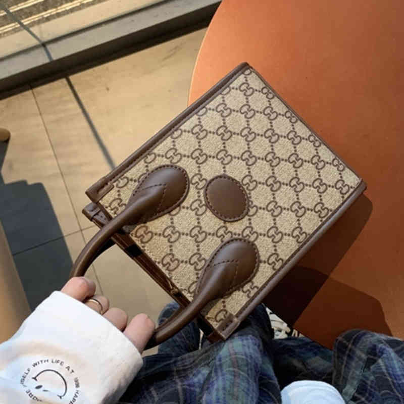 

Flower Tote Bag Mini messenger bag female mobile phone new one shoulder portable medieval handbags, Old khaki