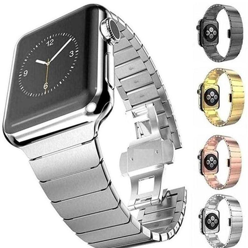 

Luxury Stainless Steel Strap For Apple Watch Band 45mm 41mm 44mm 40mm 38mm 42mm Butterfly Metal bracelet iwatch Bands Series 7 3 4259J