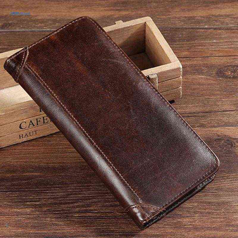 

Men's Genuine Leather Long Wallet Bifold Money Card Holder Clutch Purse Slim, Red