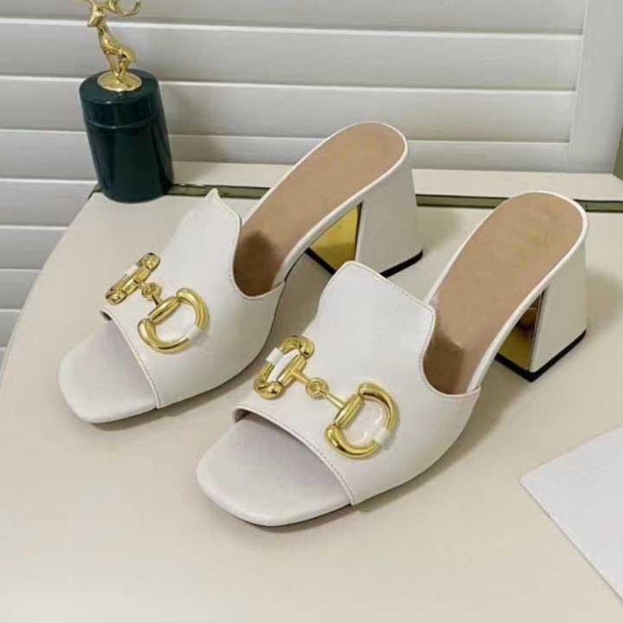 

Luxury Designer Sandals Women High Heels Slides Horsebit Gold-Toned Fashion Square Toe Slippers Multicolor Slippers Summer Beach Outdoor Sandal with box 35-41, Pink