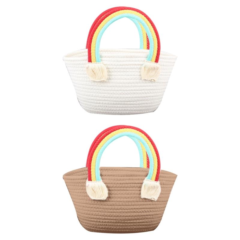 

Evening Bags All-match Rainbow Cloud Woven Bag Handbag Summer Shoulder Bucket Versatile Beach For Vacation BeachEvening